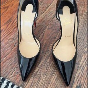 Christian Louboutin Iriza Patent Open-Side Red Sole Pump size 39